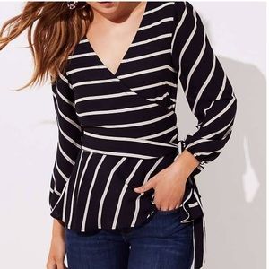 LOFT Striped Wrap Shirt BNWT, Size M